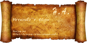 Hrncsár Alex névjegykártya